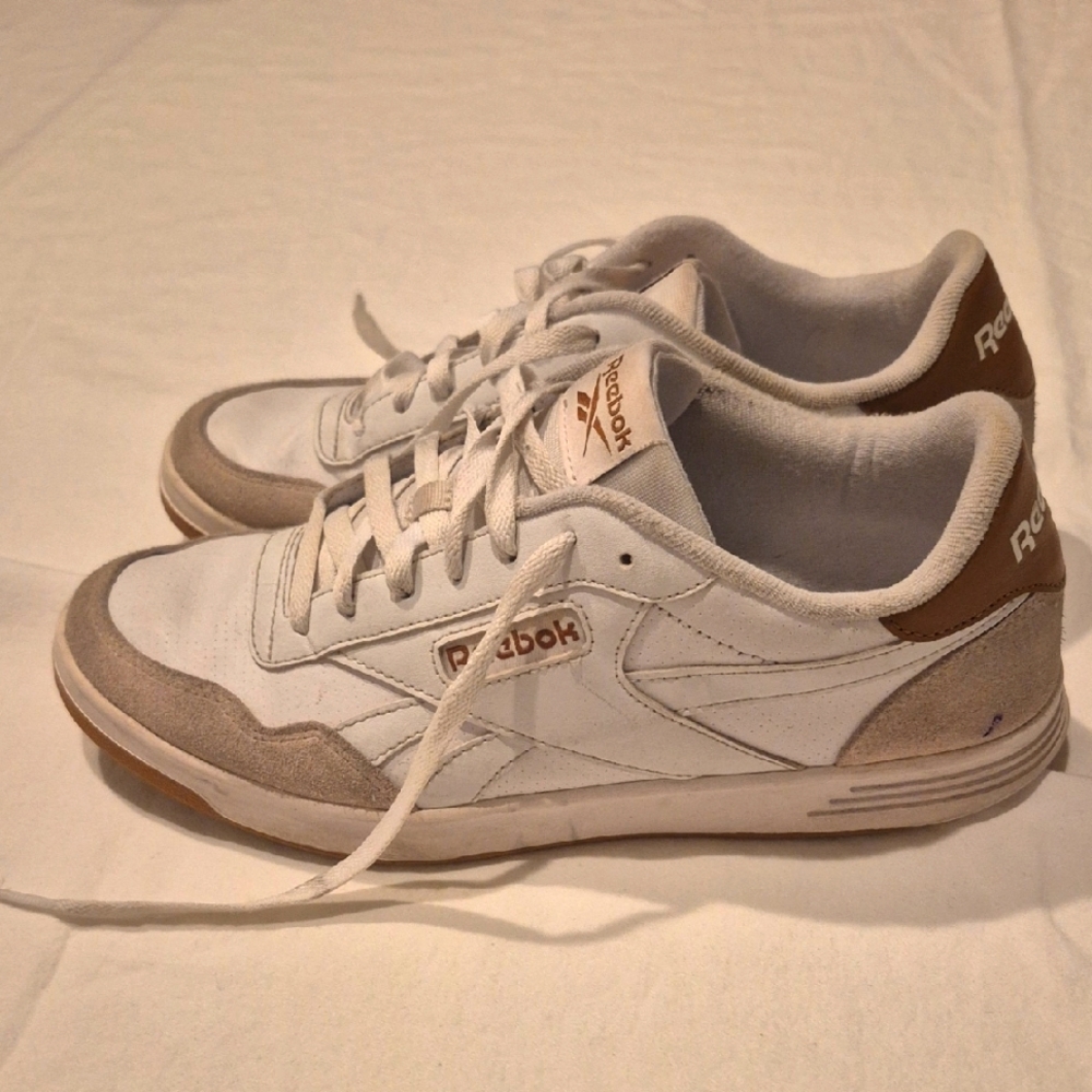 Reebok Men's White and Brown Sneakers